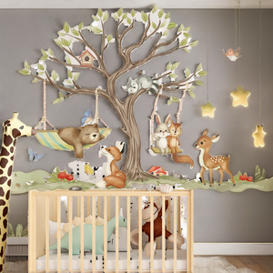 LM93909 <span class=keywords><strong>Papel</strong></span> Tapiz Autoadhesivo con Diseño de Animales del Bosque, <span class=keywords><strong>Papel</strong></span> Tapiz 3D de PVC para Decoración de Habitaciones de Bebés y Hogar - Product Image 3