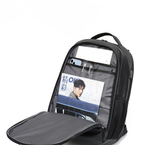 Zhuo Er Shi Men's Backpack 20-35L With Usb Charging Business Travel Commuting Bag Solid Color Black - Product Image 3