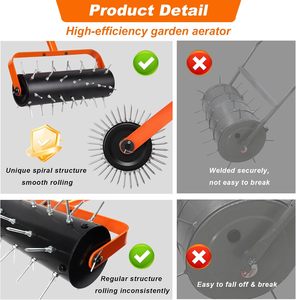 Pre-Attached <b>Spike</b> Rolling Lawn Aerator Heavy Duty Hand Manual <b>Spike</b> <b>Roller</b> with 42 <b>Spikes</b> Aerator Tool - Product Image 4