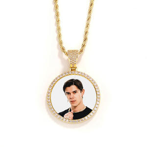 Custom Gold Plated Brass Memory Pendants 15-68mm Twisted Chain Necklace with <strong>Large</strong> Picture Hip Hop Photo <strong>Locket</strong> - Product Image 6