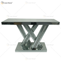 Vxin — miroir, table de console avec design en cristal W, couleur argent, miroir dans le couloir, meuble de salon, offre spéciale, nouvelle collection
