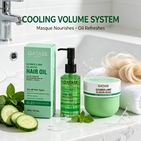 Traitement nourrissant et volumisant sans sulfate à la menthe et au concombre pour cheveux secs et fins, et ensemble d'huiles capillaires légères – Marque privée OEM, végétalien