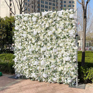 Lussuosa Parete di <span class=keywords><strong>Fiori</strong></span> Artificiali 3D 5D in Seta Bianca, Decorazioni Floreali Arrotolabili Fatte a Mano per Matrimoni, <span class=keywords><strong>Sfondo</strong></span> 8X8 Piedi - Product Image 6