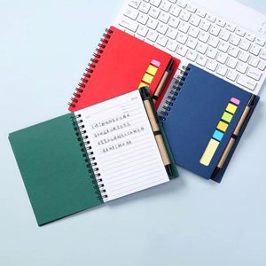 Custom Kraft Paper Cover Design Double Wire-O <b>Bound</b> Self-adhesive Portable Notepads Office Style Sticky Note Stickers Pen Custom - Product Image 2