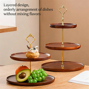 Soporte de Madera de Acacia de 3 Niveles de <span class=keywords><strong>la</strong></span> Mejor Calidad para Postres y Pasteles, Elegante Bandeja para Servir Cupcakes y Frutas para el Té de <span class=keywords><strong>la</strong></span> Tarde y Fiestas - Product Image 3