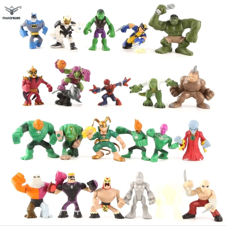 Figurine en PVC de dessin animé de super héros 3D sur mesure Figurine 3D en plastique de collection personnalisée faisant des figurines en PVC ensemble de figurines Miniatures