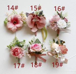 Toptan gelinlik damat düğün balo parti yapay çiçek fasulye pembe serisi broş omuz çiçek bilek çiçek korsage - Product Image 4