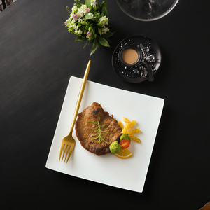 Großhandels-weißer quadratischer Speiseteller, Bone China Salat-Dessertteller für Hochzeitsbankett - Product Image 5