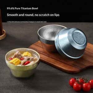 Pure Titanium Metal Double-Layer Insulated Anti-Scalding Children's Small Bowl Modern Minimalist Design Home Outdoor Use <b>Light</b> - Product Image 4