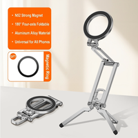 Support de téléphone magnétique portable en aluminium, trépied pliable, support de bureau multi-angles réglable pour créateurs de contenu