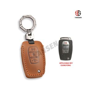 Per SsangYong Actyon Tivolan Korando <span class=keywords><strong>Rexton</strong></span> Tivoli Kyron 2 Sanka in vera pelle portachiavi per auto - Product Image 2