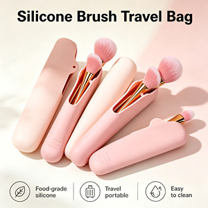 Pochette cosmétique de qualité alimentaire, étui de voyage imperméable en silicone pour pinceaux de maquillage, sac pour pinceaux de maquillage - Product Image 1