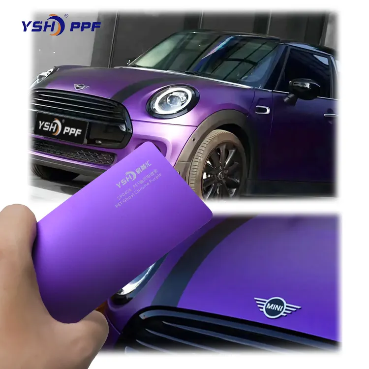 Glitter ungu pembungkus mobil film dekoratif berlian lapisan vinil pembungkus film mobil