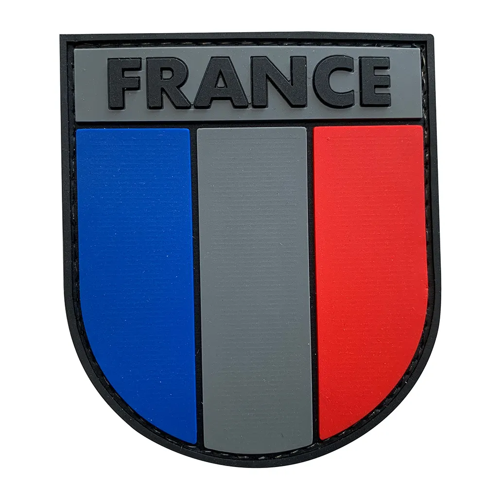 Offre Spéciale Fabricant Logos Personnalisés Haute Qualité 2D 3D Silicone Caoutchouc Souple Tactique Moral Badges Drapeau PVC Patch France