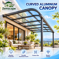 Auvent de terrasse robuste en aluminium avec toit incurvé, abri anti-pluie pour villa privée, allée, jardin, passage piétonnier