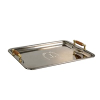 Assiette rectangulaire en acier inoxydable 304 de qualité alimentaire, design de luxe léger, motif solide gravé, plateau de service
