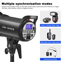 Flash de studio Godox SK400IIV 400Ws avec lampe de modélisation LED intégrée, système sans fil 2.4G, monture Bowens pour la photographie
