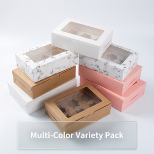 Boîte de transport pour 6 cupcakes avec fenêtre transparente, emballage en papier pour pâtisseries, avec insert pour pâtisseries, biscuits, desserts de fête - Product Image 3