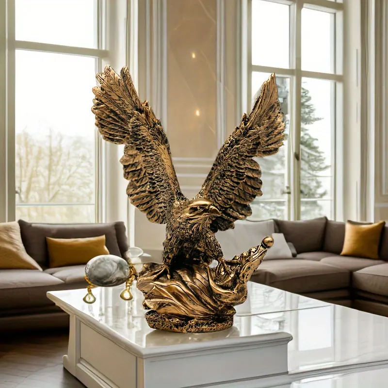 Wing Spreading Eagle Statue, Wild Life Eagles Collection Animal Bird Figure Decoration Collectible For Study Desktop Office,