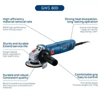 Meuleuse d'angle BOSCH GWS 800 |   800W 12000RPM |   Disque de 100 mm |   Pour la découpe et le meulage du métal/du pierre