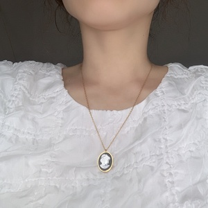 Colgante <span class=keywords><strong>de</strong></span> acero inoxidable para mujer, exquisita medalla ovalada, mopa, concha <span class=keywords><strong>de</strong></span> mar, <span class=keywords><strong>Reina</strong></span>, Avatar, joyería - Product Image 6