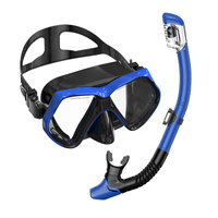 Ensemble de plongée sous-marine avec tuba, masque adulte en silicone et verre trempé à grand cadre anti-buée, sports nautiques, logo personnalisé
