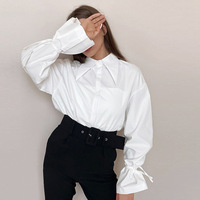 Bettergirl-ropa de moda transpirable para mujer, blusa blanca de oficina, Tops de manga larga con plumas, 2022