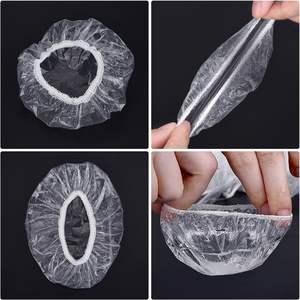 Bonnet de <span class=keywords><strong>douche</strong></span> jetable imperméable en plastique transparent pour femmes, bonnet en plastique pour les soins capillaires, bonnet de <span class=keywords><strong>douche</strong></span> épais pour les voyages et les salons - Product Image 6