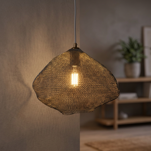 Lámpara Colgante de Hierro Negra en Forma de Tambor, Bombilla LED E27 2700K Blanco Cálido, Tamaño Grande para Techo de Sala de Estar - Product Image 3