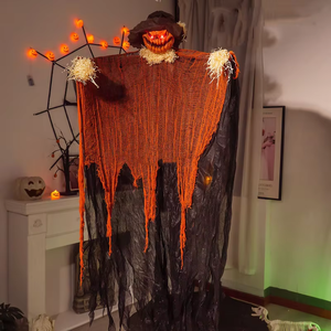 Suspendu Fantôme Yeux Rougeoyants Horreur Atmosphère Décoration Pendentif Halloween Électrique Induction Mal Citrouille Homme Épouvantail - Product Image 1