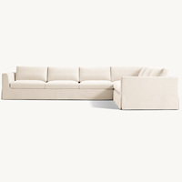 Canapé d'angle en L Rhoohill personnalisé pour salon de villa, avec housse amovible en lin, mobilier de salon moderne