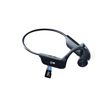 Earphone Nirkabel Konduksi Tulang Terlaris 5.0 dengan Slot Kartu Memori, Kontrol Suara, Desain Pengait Telinga, Tahan Air