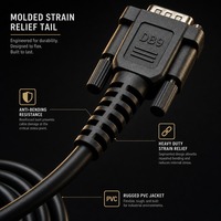 Câble modem série RS232 DB9 haute vitesse mâle-femelle blindé PVC 1m en stock pour la communication de données