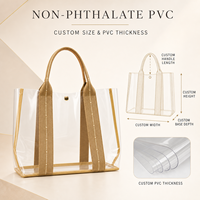 Sac fourre-tout transparent personnalisé en PVC transparent avec logo, couleur et taille sur mesure pour marque privée