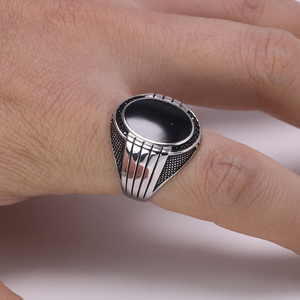 정품 솔리드 925 스털링 실버 반지 빈티지 색상 터키 힙합 반지 남자 대형 터키 보석 Anillos Hombre - Product Image 6