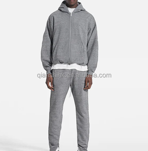 Ropa de calle lisa de alta calidad, chándal Boxy Fit Joggers para hombre, chándal de 2 piezas, ropa deportiva holgada, conjuntos de chándal con capucha para hombre - Product Image 4