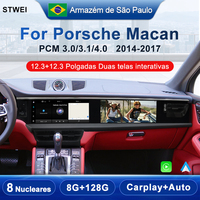 HFMidia 12,3 pouces pour Porsche Macan 2014-2017 Lecteur multimédia automobile prenant en charge la lecture vidéo, le CarPlay sans fil et le GPS