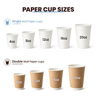 Gobelets en papier biodégradables de 6 oz, 7 oz, 8 oz, 9 oz, gobelets en papier pour emporter, gobelets en papier jetables pour café