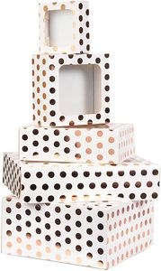 Hộp Cupcake có cửa sổ và chèn 6 lỗ có thể tháo rời, in chấm vàng hồng, lắp ráp dễ dàng, 9x6x3 inch - Product Image 4