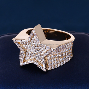 Hochwertiges individuelles 925 Sterling-Silber / Massivgold Fabrik individueller feiner <span class=keywords><strong>Ring</strong></span> gemischt Lab Diamant Sternring für Herren - Product Image 2