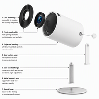 Projecteur intelligent LCD HY300 Pro 720P Android 11 WiFi 6 150 ANSI Lumens 360 Degrés Pivotant Mini Projecteur Portable Home Cinéma