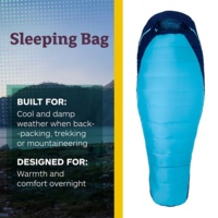 Sac de couchage d'hiver monoplace en duvet de canard bleu 800FP, doux au toucher, pour le ski et les activités de plein air, avec fermeture éclair, vente en gros