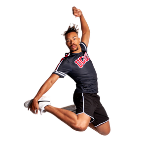 T-shirt personnalisable noir et rouge évacuant l'humidité pour pom-pom girls masculins uniformes confortables pour pom-pom girls masculins - Product Image 2
