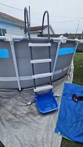 Bain de pieds portable antidérapant bleu pour <span class=keywords><strong>piscine</strong></span> hors sol, compatible eau salée, accessoire de <span class=keywords><strong>piscine</strong></span> en plastique - Product Image 3