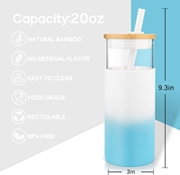 Gobelet en verre de 20oz avec couvercle en bambou et paille, cadeau d'anniversaire, remise de diplômes, bouteille d'eau en verre réutilisable sans BPA, écologique et lavable au lave-vaisselle