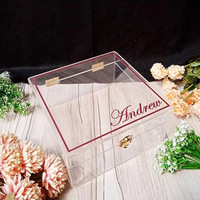 Boîte à souvenirs de mariage en acrylique transparent avec couvercle à charnière Boîte à souvenirs en acrylique transparent avec logo gravé Boîte-cadeau de mariage
