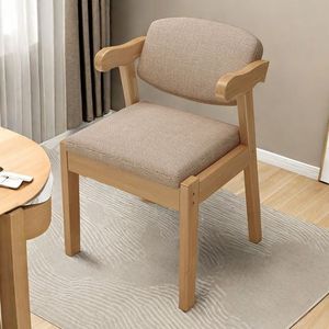 Nueva Silla de Comedor Moderna Nórdica Francesa Simple de Madera Maciza con Reposabrazos Tapizados en Cuero para Hogar, Oficina, <span class=keywords><strong>Sala</strong></span> de Estar y Hoteles L104 - Product Image 5