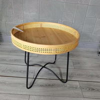 Table basse Innovahome pour salon, petite, moderne, décorative, avec rangement, en rotin naturel, en bois, en métal, durable
