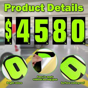 Autocollants numérotés grand format <span class=keywords><strong>Chartreuse</strong></span> pour pare-brise – Étiquettes <span class=keywords><strong>de</strong></span> <span class=keywords><strong>prix</strong></span> pour concessionnaires automobiles – Numéros <span class=keywords><strong>de</strong></span> <span class=keywords><strong>prix</strong></span> pour vitres <span class=keywords><strong>de</strong></span> véhicules - Product Image 3