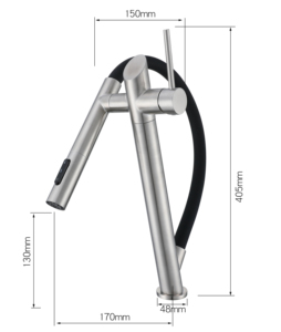 Rubinetto da <span class=keywords><strong>Cucina</strong></span> di Lusso Deao Nero con Design Estraibile, Funzione Doppia Acqua Calda e Fredda, <span class=keywords><strong>Miscelatore</strong></span> per Lavello - Product Image 6